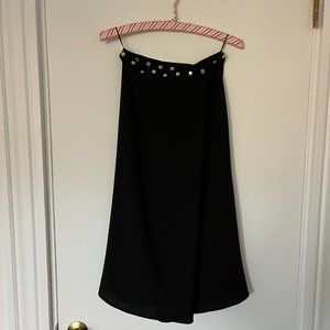 Agnes b. black midi skirt with pearl snap waistband